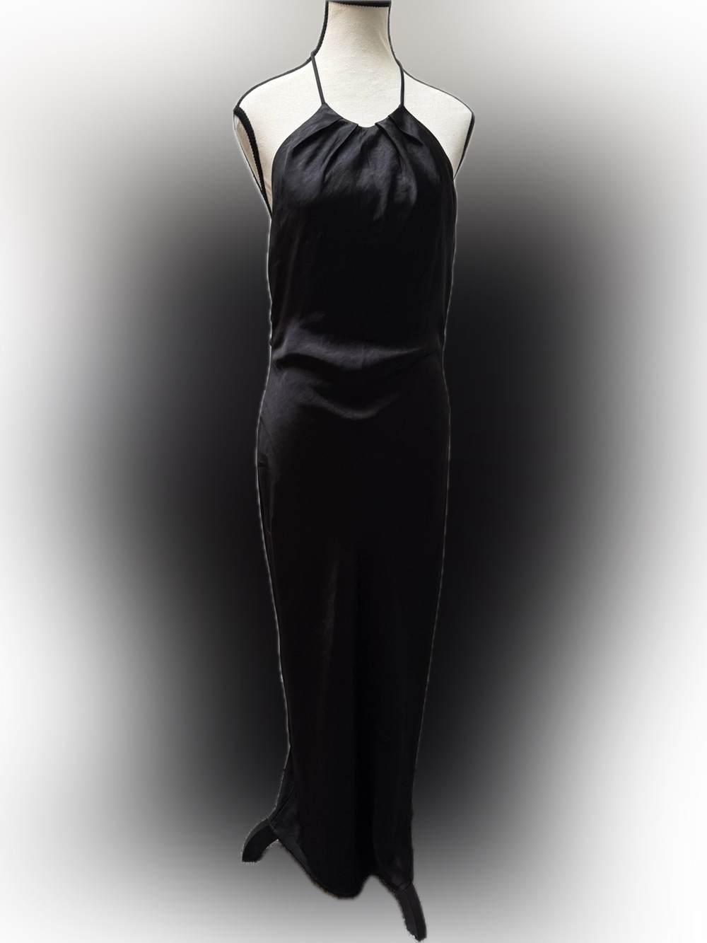 Halter Backless Satin Fluid Drape Maxi Dress